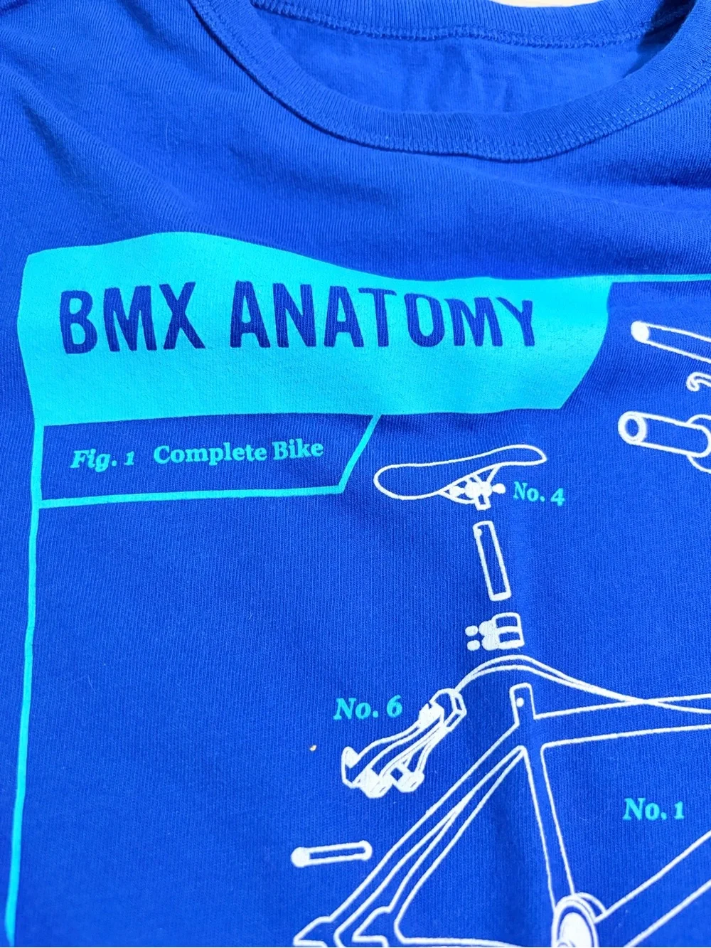 GAP Royal Blue Long-Sleeve Tee with BMX Anatomy Graphic L